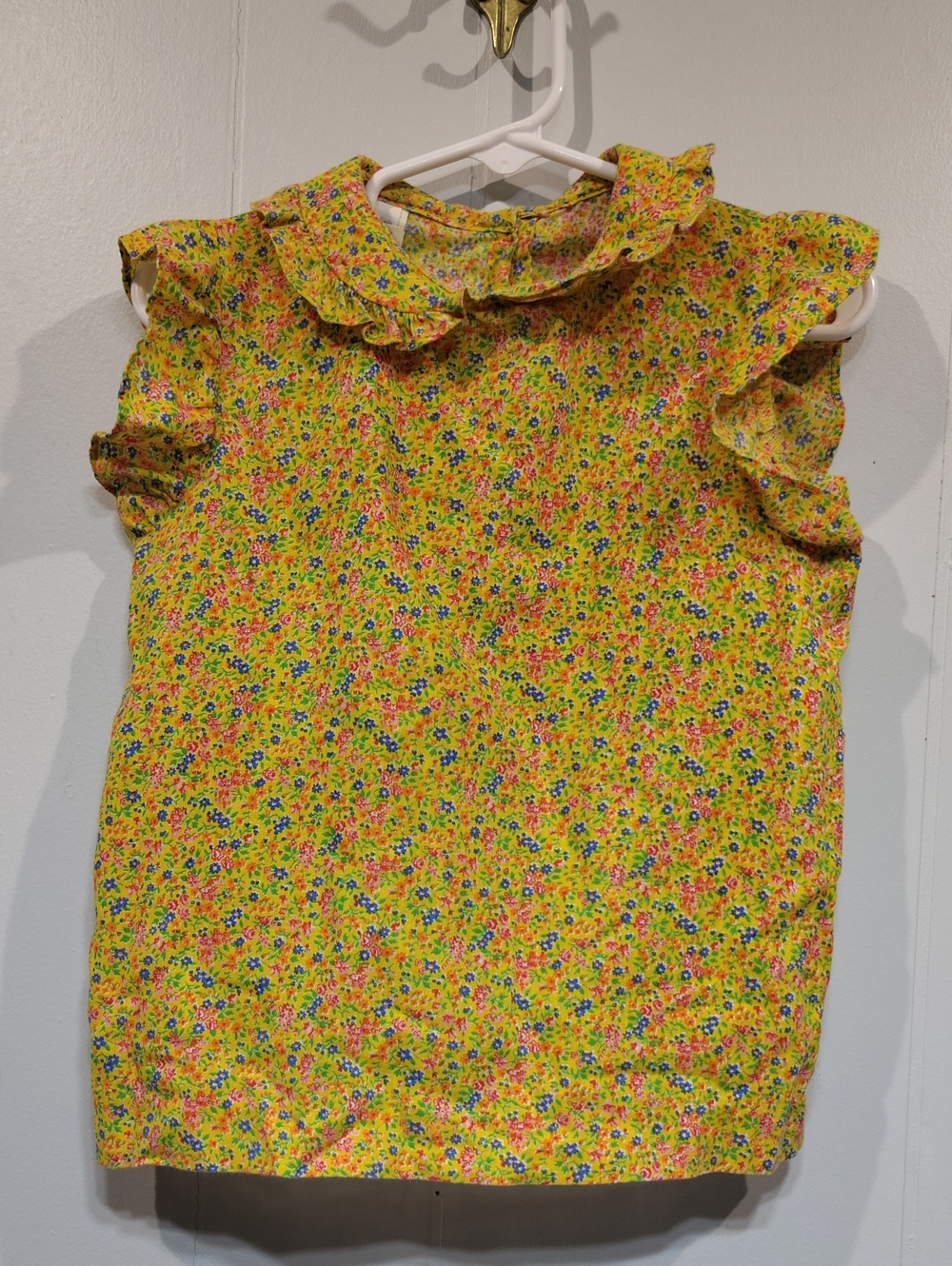 Vintage Magic Years Floral Ruffle Collar Blouse Top Yellow Prairie Girls Size 4